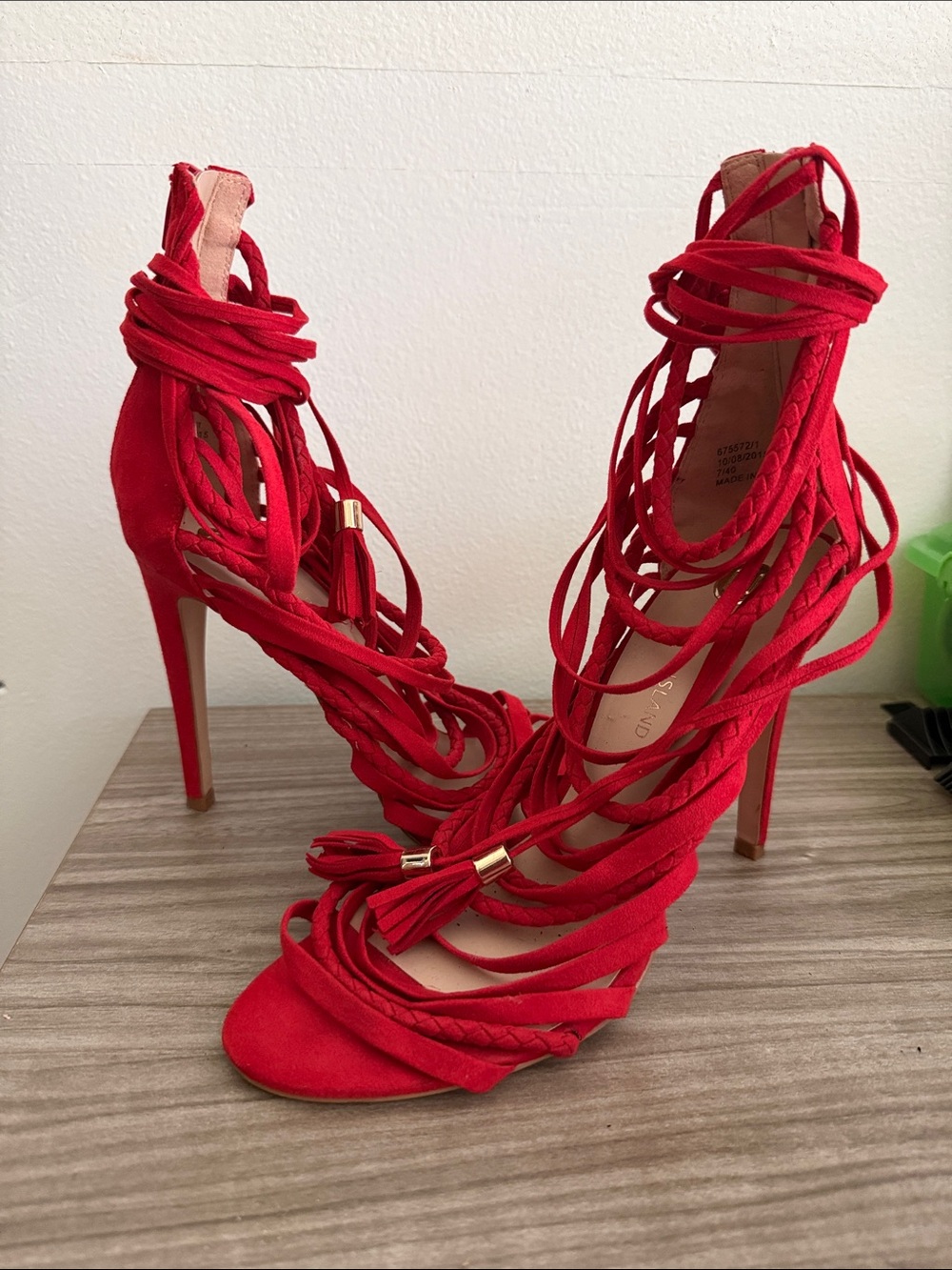 River Island Red Lace-Up Stiletto Heels